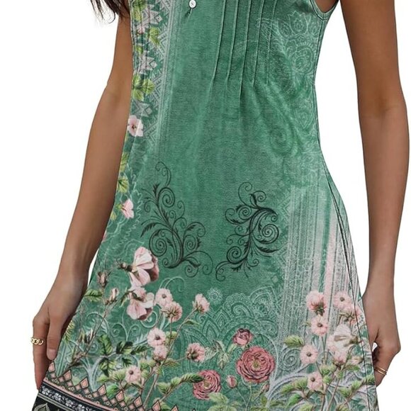 Beach Dresses for Women 2025 Vacation Swim Cover up V-Neck Summer Dress Button D - Picture 5 of 8